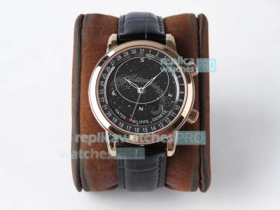 AI Factory Swiss Replica Patek Philippe Sky Moon Rose Gold Black Dial